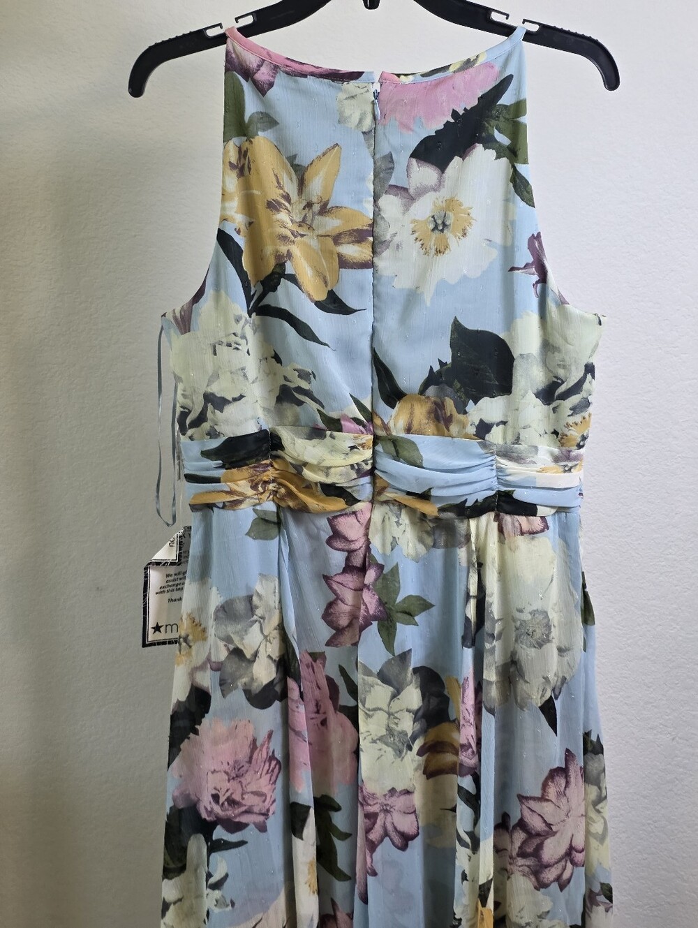 NWT R&M Richards Blue Floral High Low Chiffon Maxi Dress Size 14 Formal $129 - Picture 9 of 10